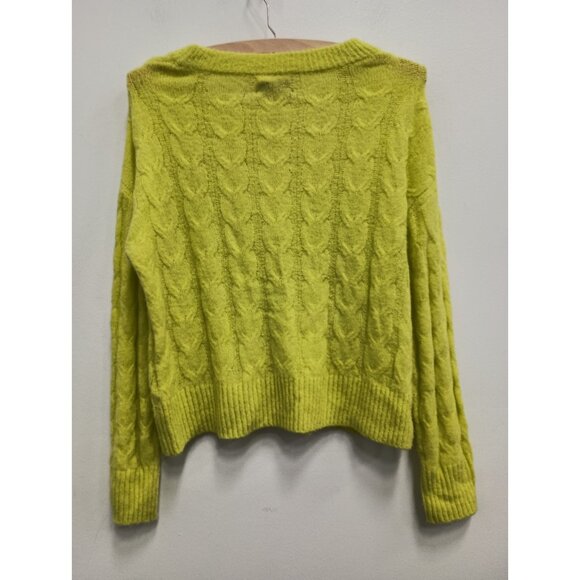 Evereve Womens Sweater Size XS Chartreuse Cable Knit Cozy Long Sleeve Pullover - Picture 11 of 13